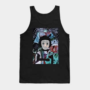 Experience Melancholia - A FemaleMask NFT with DoodleEye Color and Mystery NightGlyph Background Tank Top